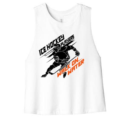 Ice Hockey Players Walk On Water Superpower Gift Women's Racerback Cropped Tank