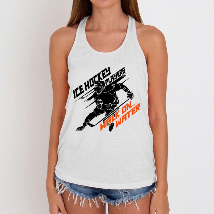 Ice Hockey Players Walk On Water Superpower Gift Women's Knotted Racerback Tank