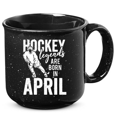 Ice Hockey Players Born In April Men Boys Birthday 15oz Campfire Ceramic Mug