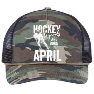 Ice Hockey Players Born In April Men Boys Birthday Retro Rope Trucker Hat Cap