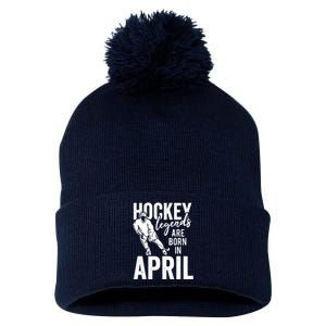 Ice Hockey Players Born In April Men Boys Birthday Pom Pom 12in Knit Beanie