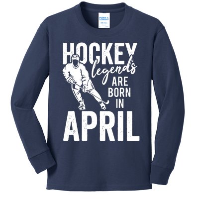 Ice Hockey Players Born In April Men Boys Birthday Kids Long Sleeve Shirt