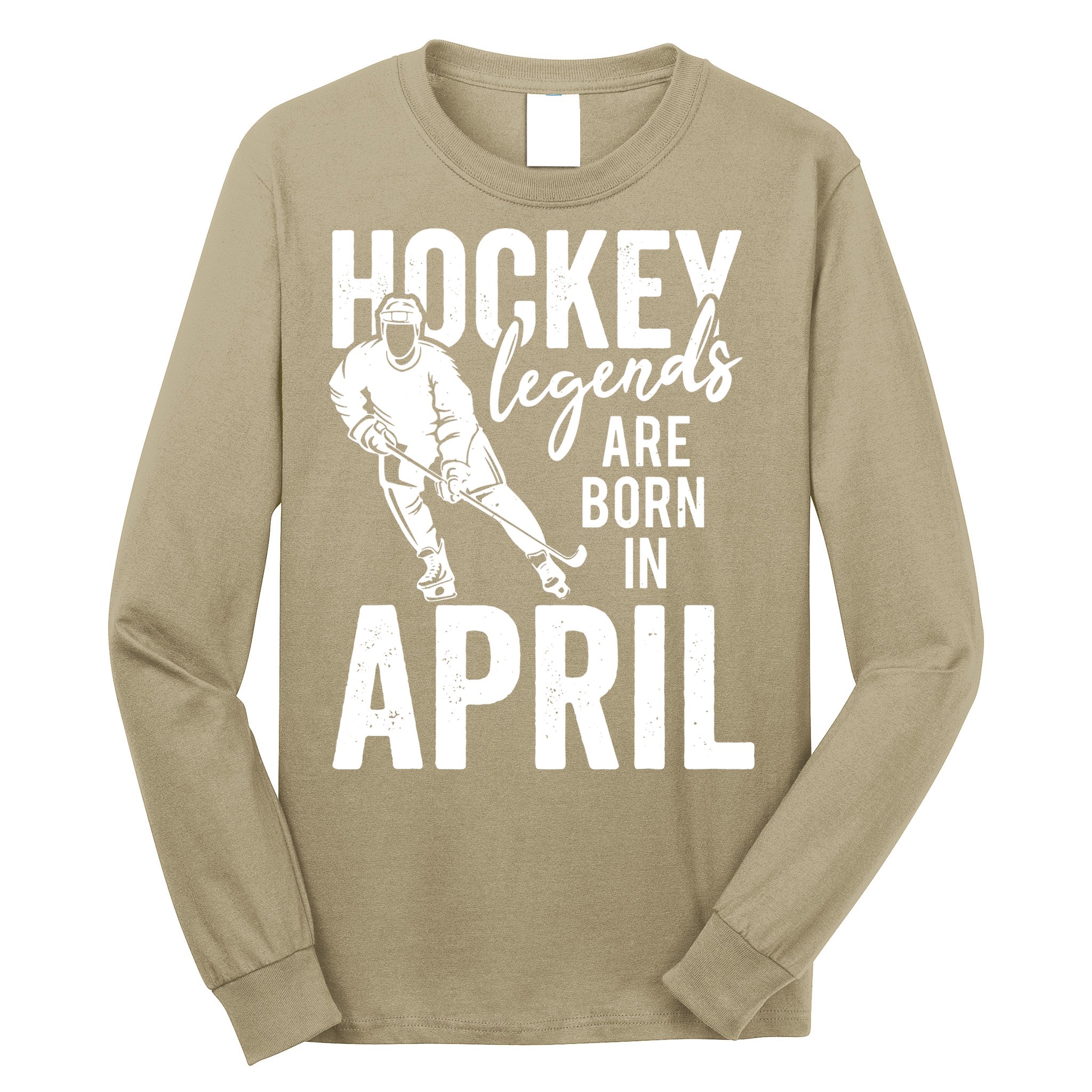 Ice Hockey Players Born In April Men Boys Birthday Long Sleeve Shirt