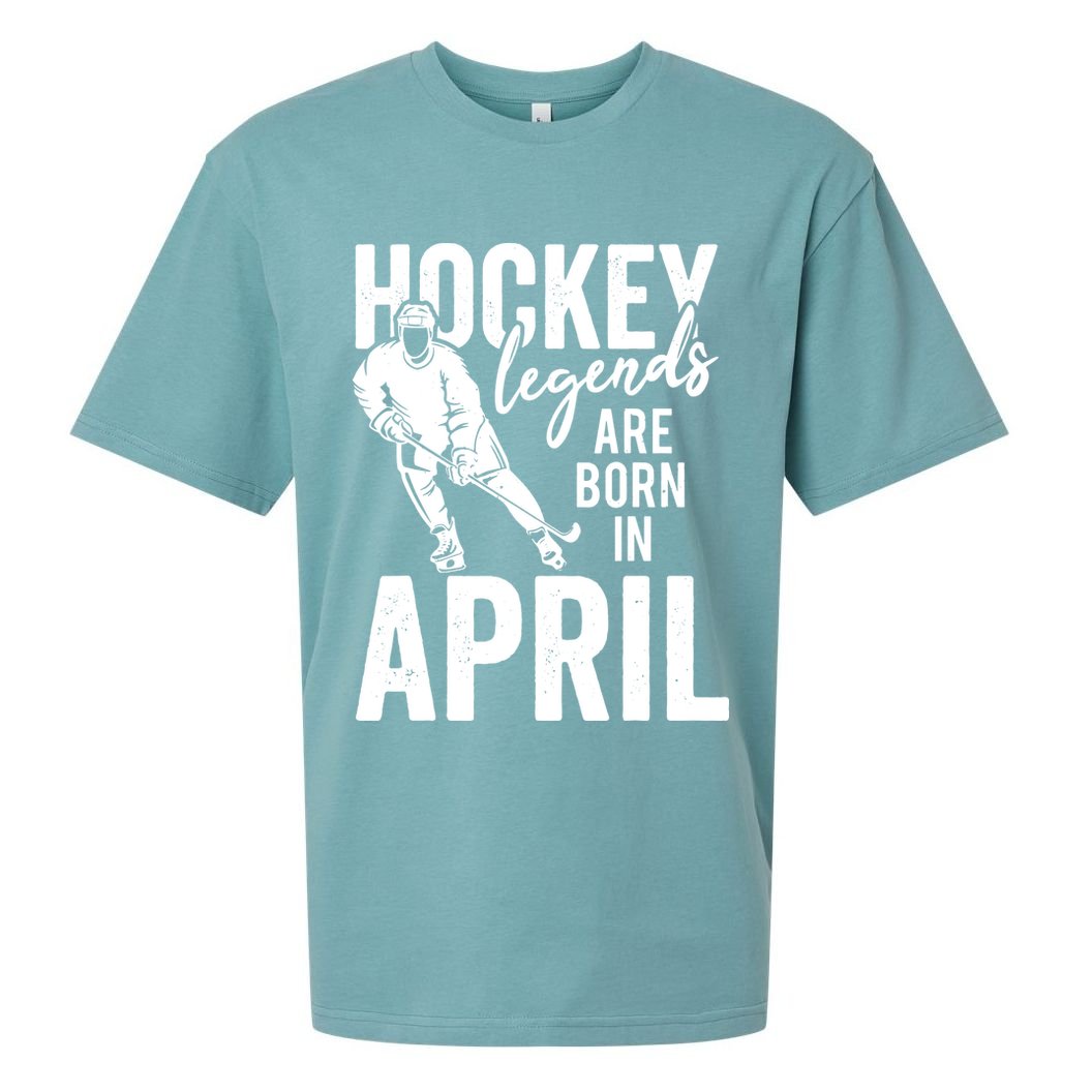 Ice Hockey Players Born In April Men Boys Birthday Sueded Cloud Jersey T-Shirt