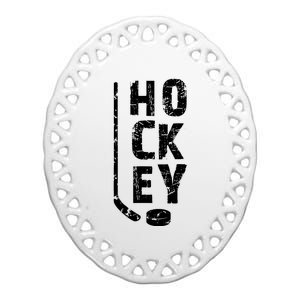 Ice Hockey Player Ceramic Oval Ornament