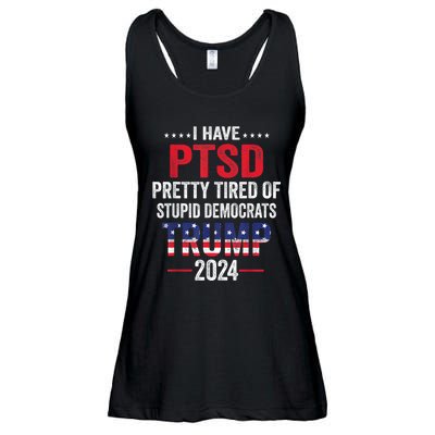 I Have PTSD Pretty Tired Of Stupid Democrats Trump 2024 Ladies Essential Flowy Tank