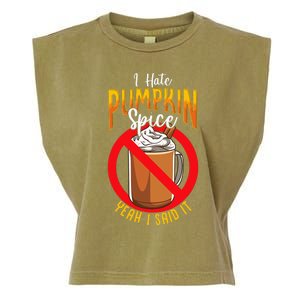 I Hate Pumpkin Spice Anti Pumpkin Spice Latte Coffee Funny Garment-Dyed Women's Muscle Tee