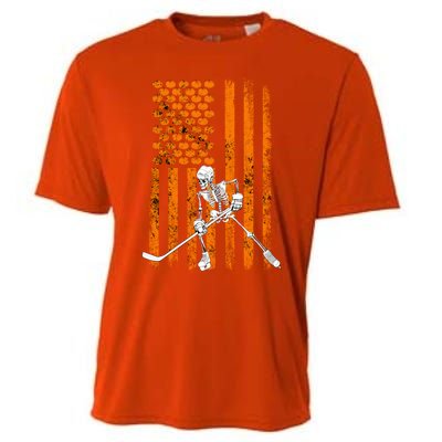 Ice Hockey Player Fan Gift Skeleton Halloween Gift Cute Gift Cooling Performance Crew T-Shirt