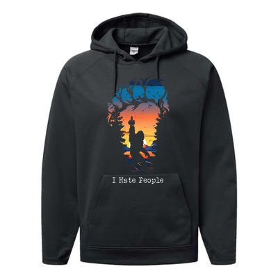 I Hate People Bigfoot Footprint Performance Fleece Hoodie