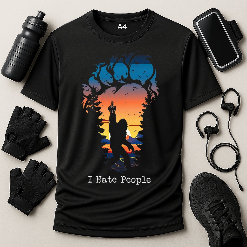 I Hate People Bigfoot Footprint Cooling Performance Crew T-Shirt