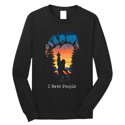 I Hate People Bigfoot Footprint Long Sleeve Shirt