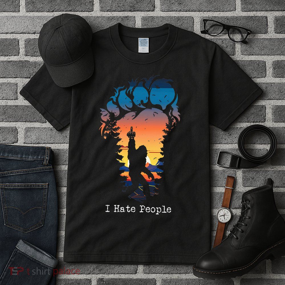 I Hate People Bigfoot Footprint Tall T-Shirt