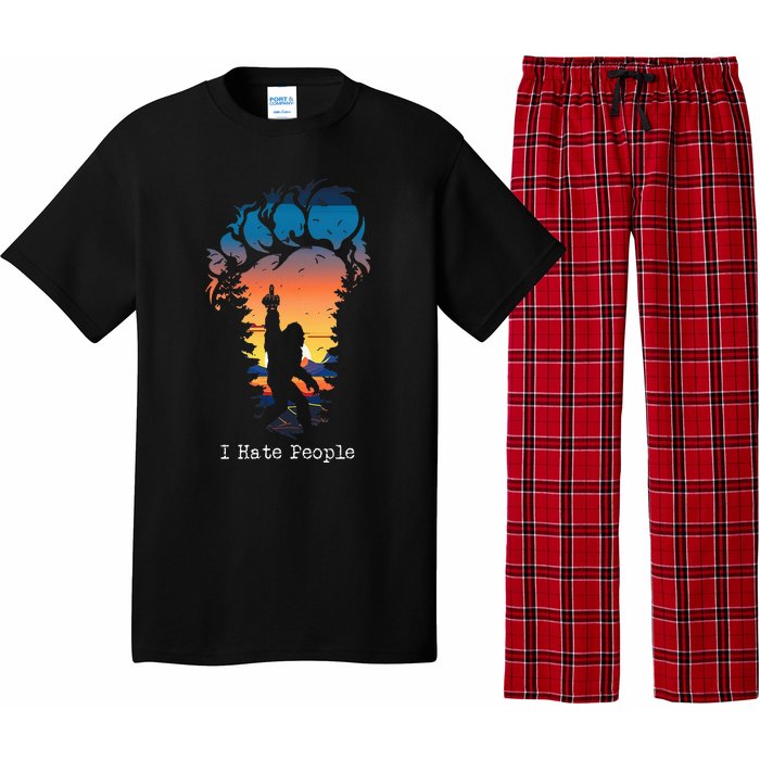 I Hate People Bigfoot Footprint Pajama Set