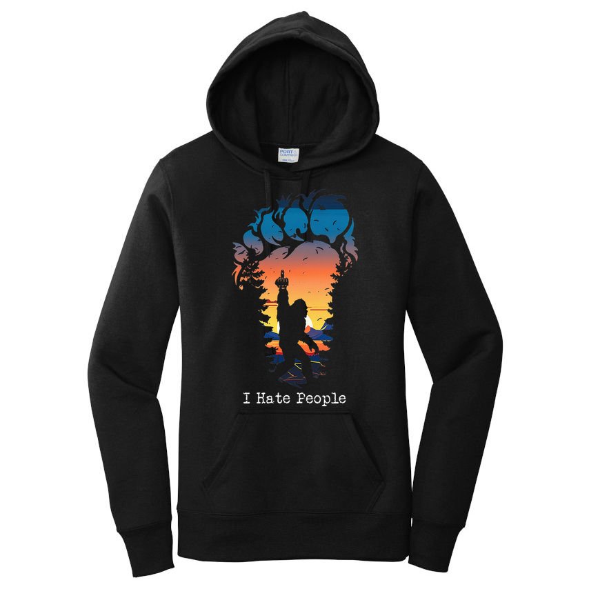 I Hate People Bigfoot Footprint Women's Pullover Hoodie