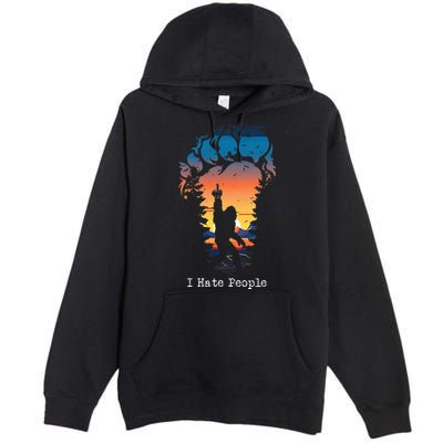 I Hate People Bigfoot Footprint Premium Pullover Hoodie
