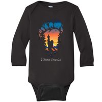 I Hate People Bigfoot Footprint Baby Long Sleeve Bodysuit