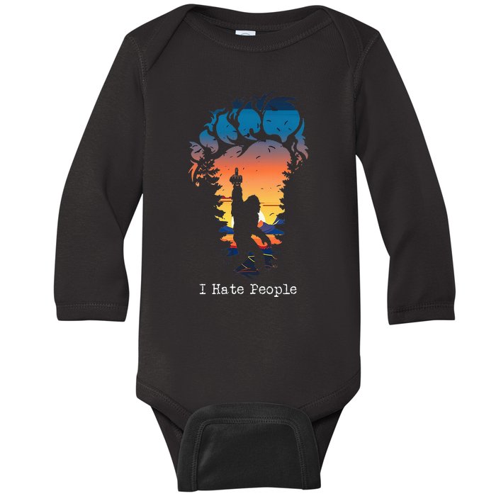 I Hate People Bigfoot Footprint Baby Long Sleeve Bodysuit