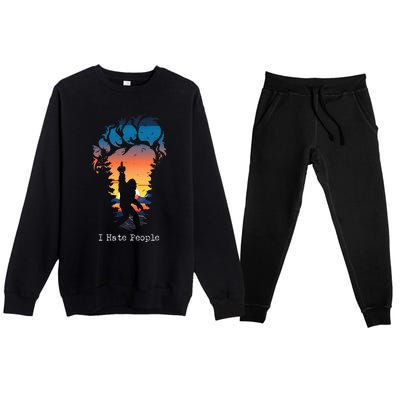 I Hate People Bigfoot Footprint Premium Crewneck Sweatsuit Set