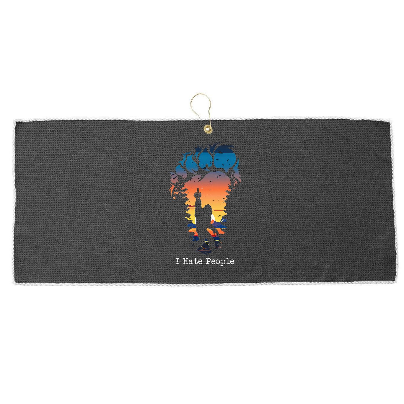 I Hate People Bigfoot Footprint Large Microfiber Waffle Golf Towel