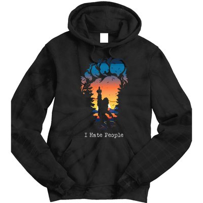 I Hate People Bigfoot Footprint Tie Dye Hoodie