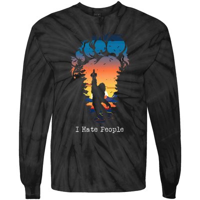 I Hate People Bigfoot Footprint Tie-Dye Long Sleeve Shirt