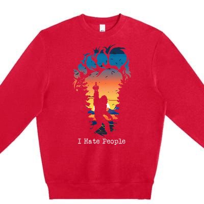 I Hate People Bigfoot Footprint Premium Crewneck Sweatshirt