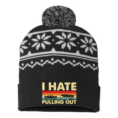 I Hate Pulling Out Retro Boating Boat Captain USA-Made Snowflake Beanie