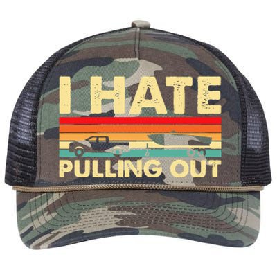 I Hate Pulling Out Retro Boating Boat Captain Retro Rope Trucker Hat Cap