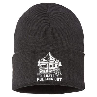 I Hate Pulling Out Funny Camping Vintage Retro Sustainable Knit Beanie