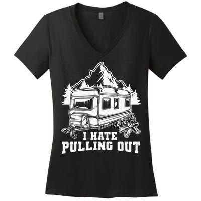 I Hate Pulling Out Funny Camping Vintage Retro Women's V-Neck T-Shirt