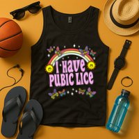 I Have Pubic Lice Funny Retro Offensive Inappropriate Meme Tank Top