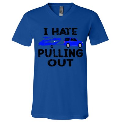 I Hate Pulling Out Retro Boating Boat Captain Gift V-Neck T-Shirt