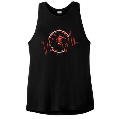 Ice Hockey Player Heartbeat Winter Sport Gift Ladies PosiCharge Tri-Blend Wicking Tank