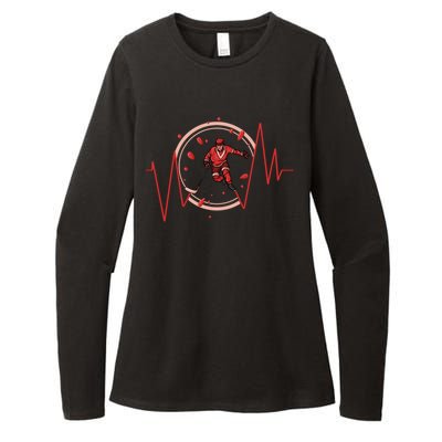 Ice Hockey Player Heartbeat Winter Sport Gift Womens CVC Long Sleeve Shirt