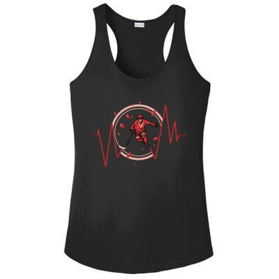 Ice Hockey Player Heartbeat Winter Sport Gift Ladies PosiCharge Competitor Racerback Tank