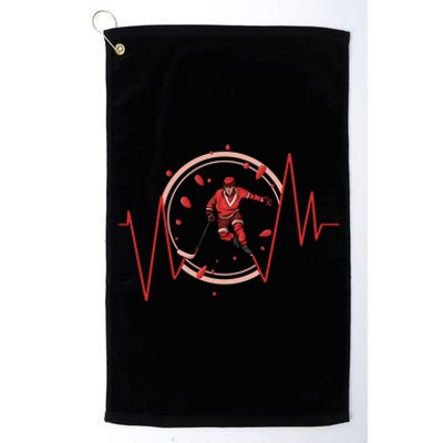 Ice Hockey Player Heartbeat Winter Sport Gift Platinum Collection Golf Towel