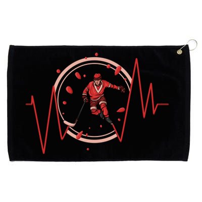 Ice Hockey Player Heartbeat Winter Sport Gift Grommeted Golf Towel