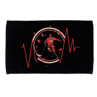 Ice Hockey Player Heartbeat Winter Sport Gift Microfiber Hand Towel