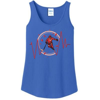 Ice Hockey Player Heartbeat Winter Sport Gift Ladies Essential Tank