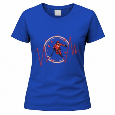 Ice Hockey Player Heartbeat Winter Sport Gift Women's T-Shirt