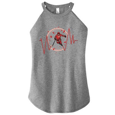 Ice Hockey Player Heartbeat Winter Sport Gift Women's Perfect Tri Rocker Tank