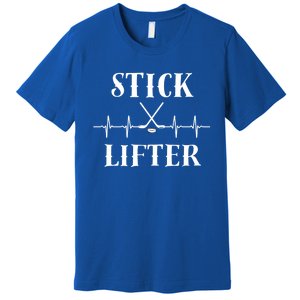 Ice Hockey Player Hockey Lover Stick Lifter Hockey Heartbeat Great Gift Premium T-Shirt