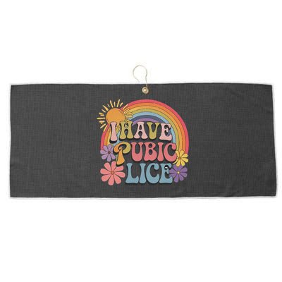 I Have Pubic Lice Funny Retro Offensive Inappropriate Meme Large Microfiber Waffle Golf Towel