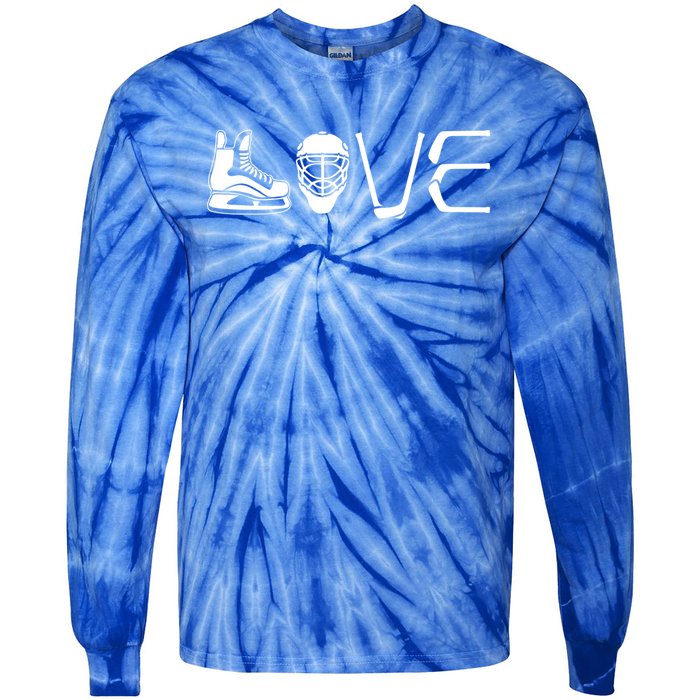 Ice Hockey Player Gift Love Hockey Tie-Dye Long Sleeve Shirt