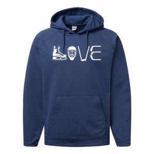 Ice Hockey Player Gift Love Hockey Performance Fleece Hoodie