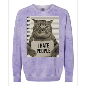 I Hate People Funny Jail Cat Colorblast Crewneck Sweatshirt