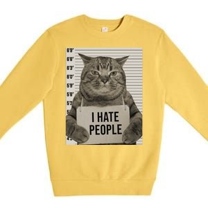 I Hate People Funny Jail Cat Premium Crewneck Sweatshirt