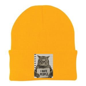 I Hate People Funny Jail Cat Knit Cap Winter Beanie