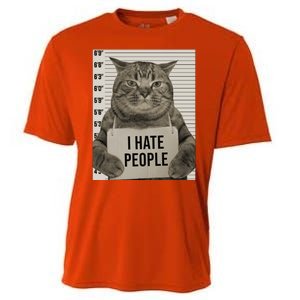 I Hate People Funny Jail Cat Cooling Performance Crew T-Shirt