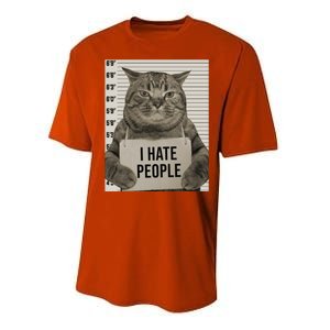 I Hate People Funny Jail Cat Performance Sprint T-Shirt